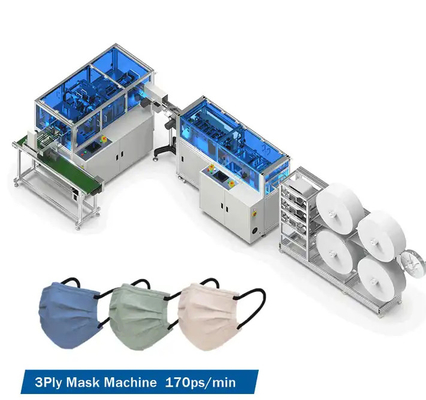 Yüksek Hızlı Otomatik Tıbbi Maske Üretim Ekipmanı 170pcs / Min