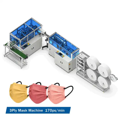 Maksimum Hız 170 Adet / Dakika Tek Kullanımlık Tıbbi Cerrahi Yüz Maskesi Makinesi Yüksek Hız
